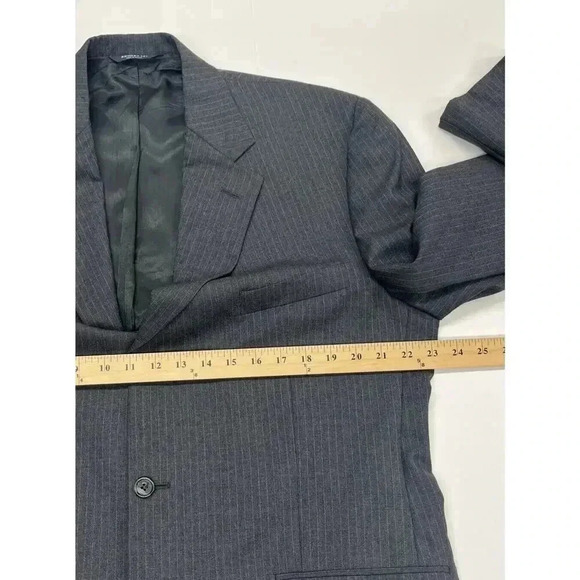 Brooks Brothers 346 Mens Dark Gray Pinstripe Wool Suit Jacket Sport Coat 46R - Picture 8 of 16